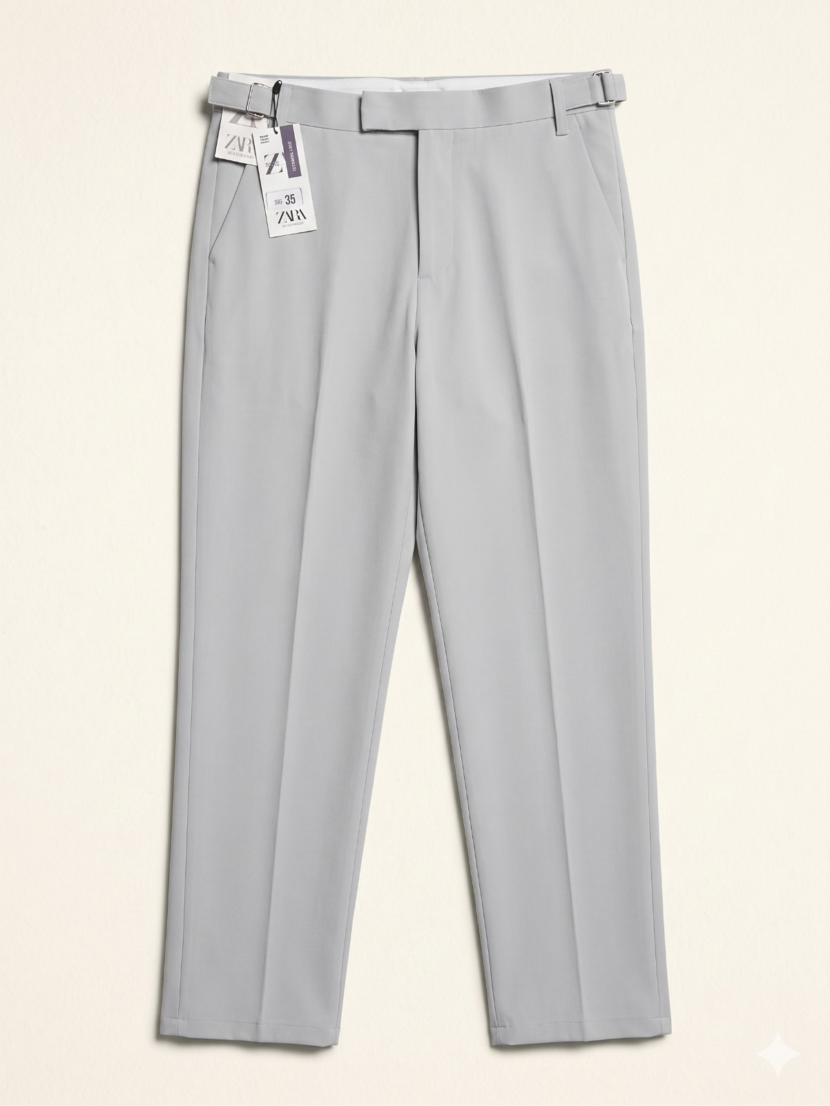 Men's Light Grey Formal Straight-Leg Trousers